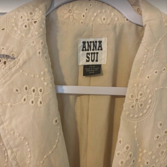 Anna Sui Ivory Eyelet Jacket M - Picture 2 of 4